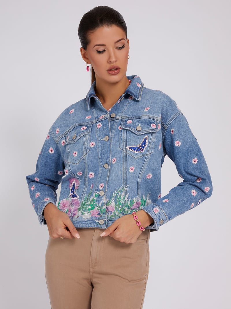 Guess embroidered denim jacket shop