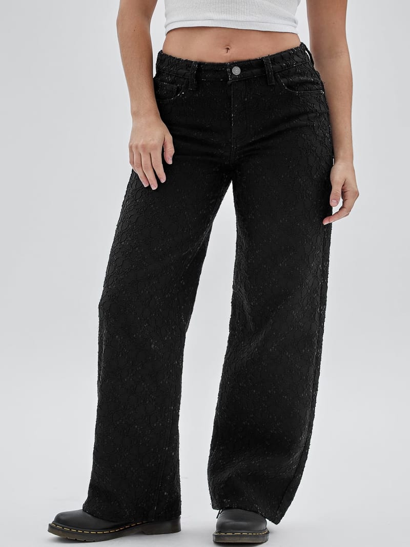 Lace denim pant