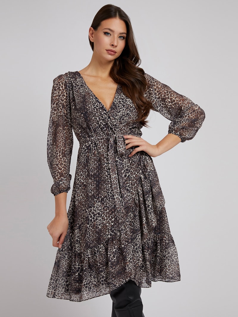 ALL OVER PRINT WRAP UP DRESS