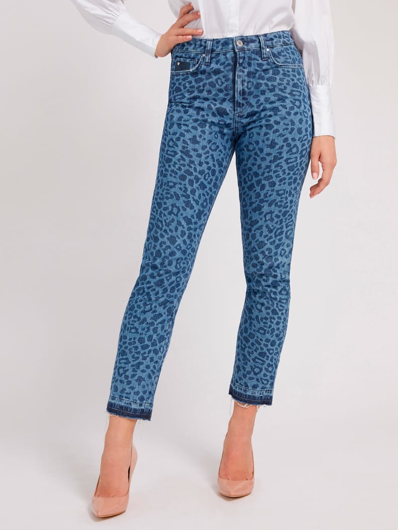 Animalier print denim pant