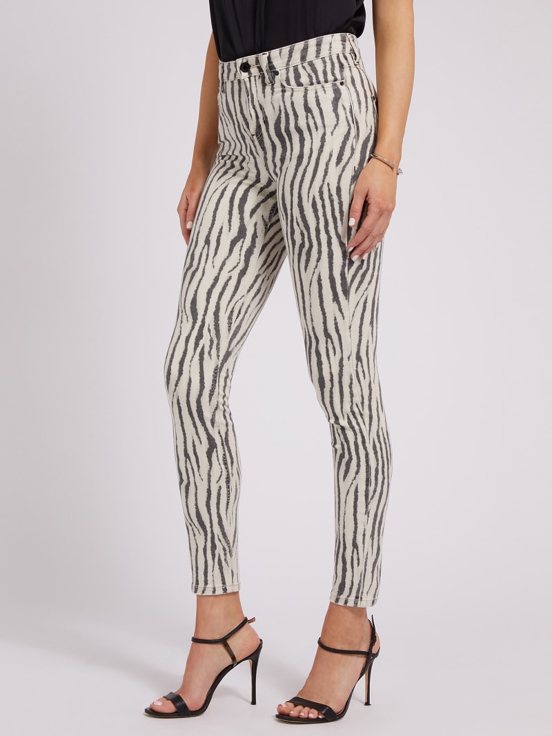 Denimowe spodnie z printem w motyw zebry