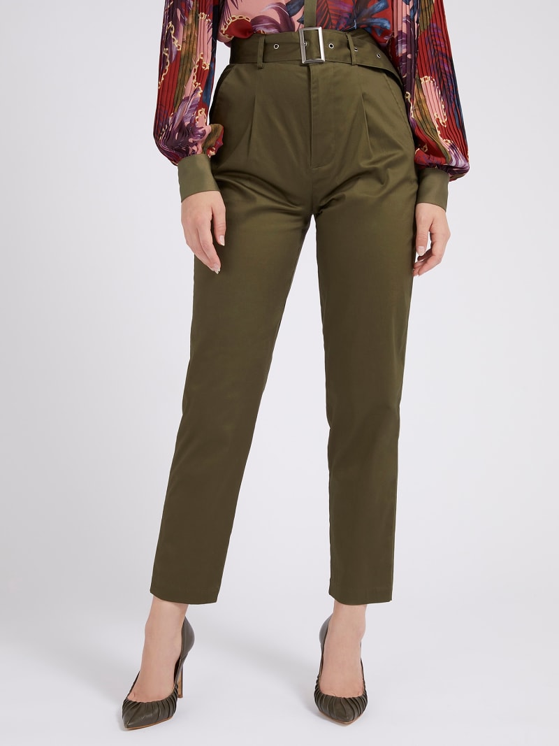 Belted satin pant