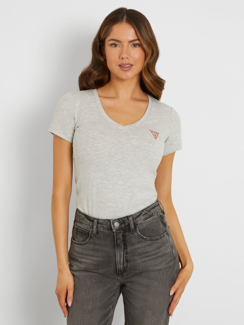 T-shirt en stretch avec petit logo triangle