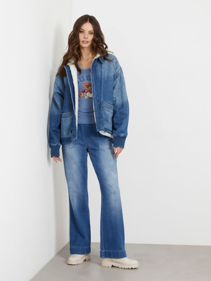 GUESS® High rise wide leg denim pant Women