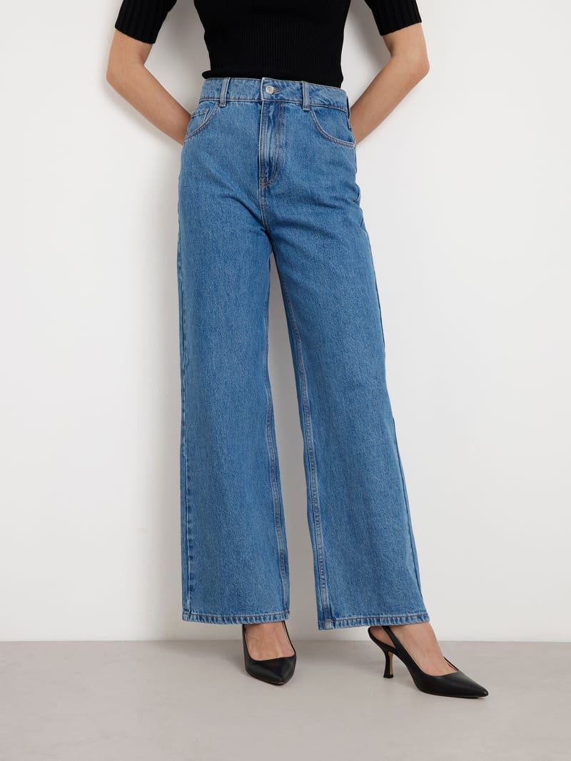 High rise wide leg denim pant