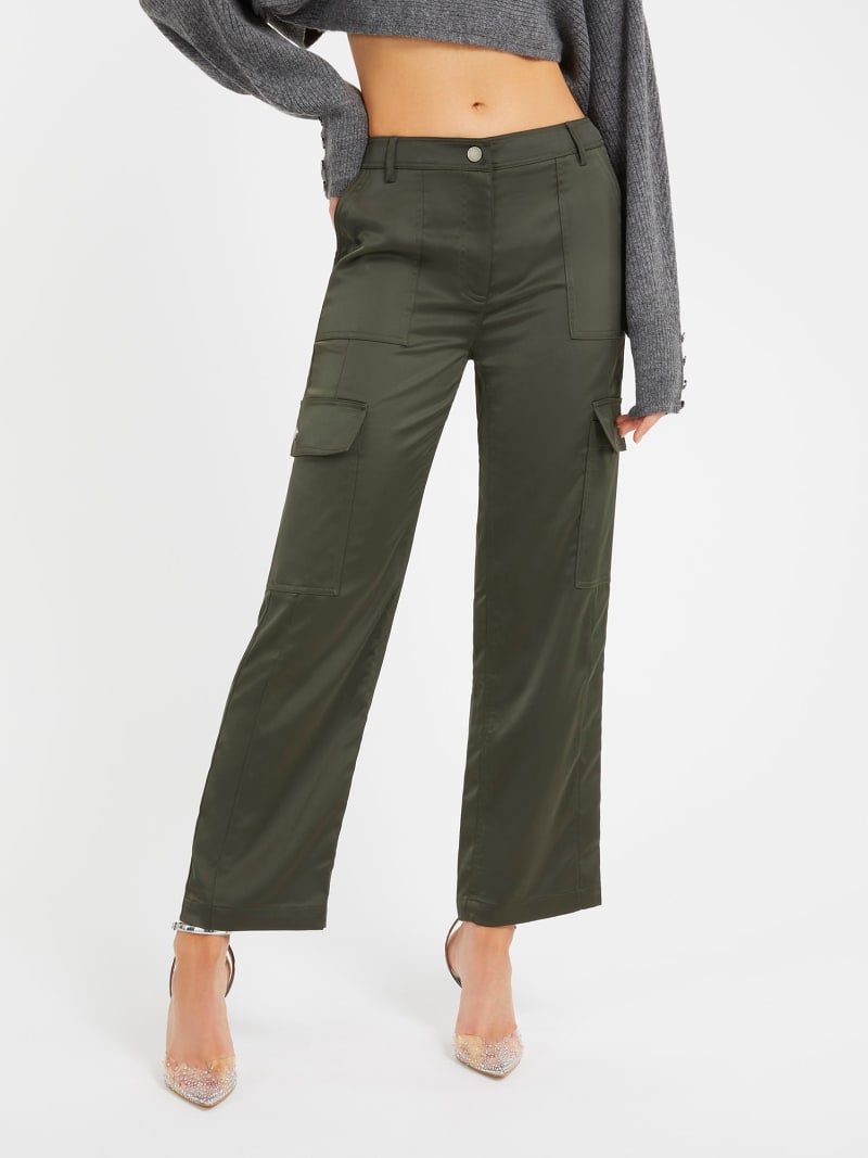 GUESS Women's Chris Cargo Pants - Stretch Nylon With Triangle Patch Logo