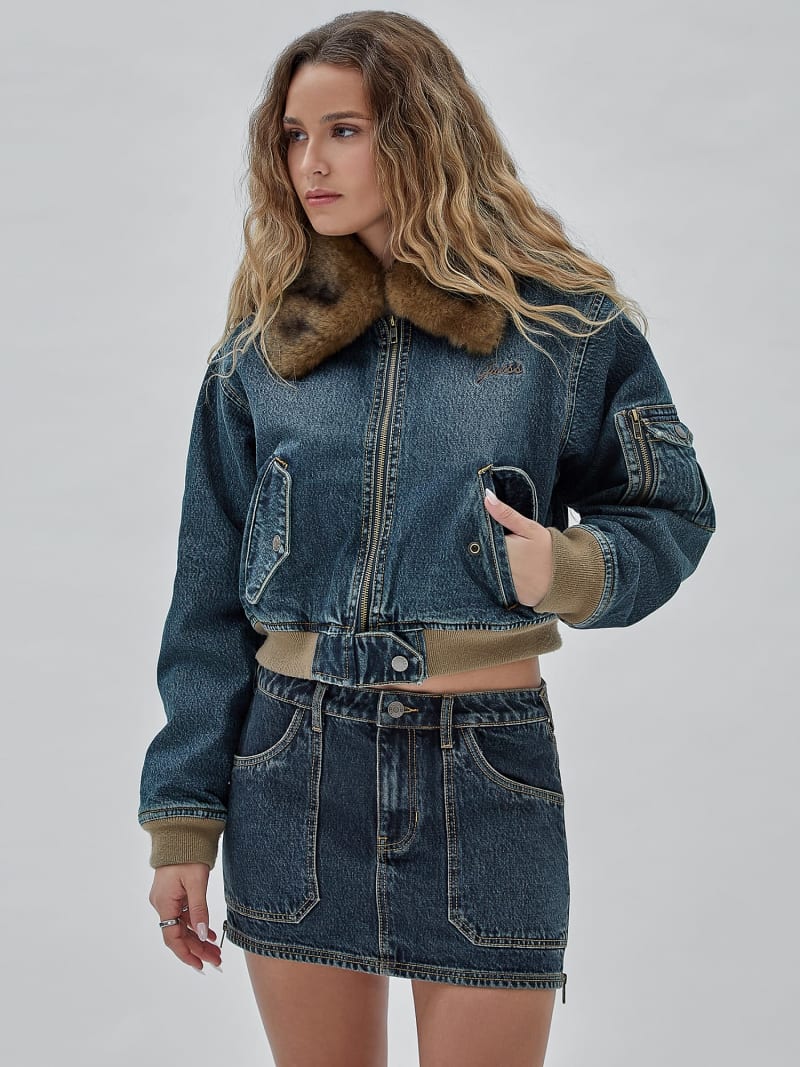 GUESS Originals Faux fur denim bomber Women