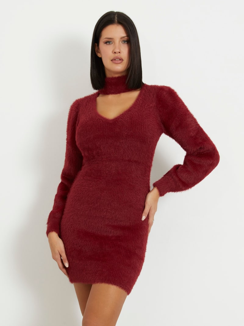 Fuzzy sweater mini dress