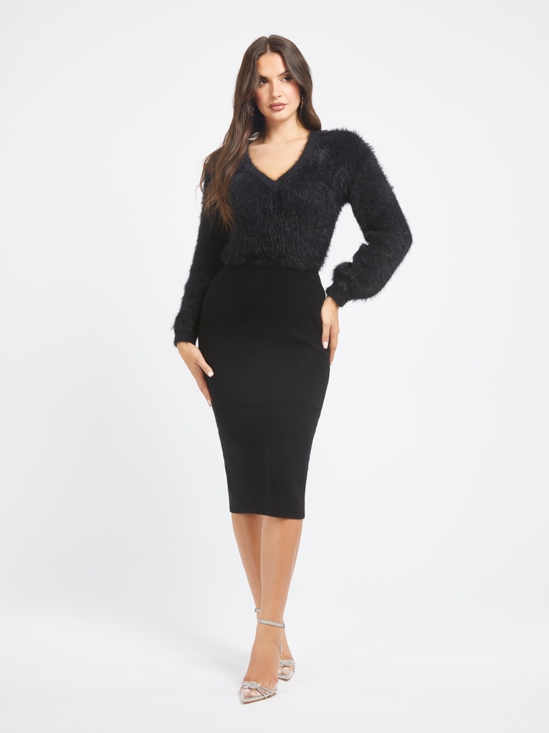 GUESS Robe pull midi duveteuse