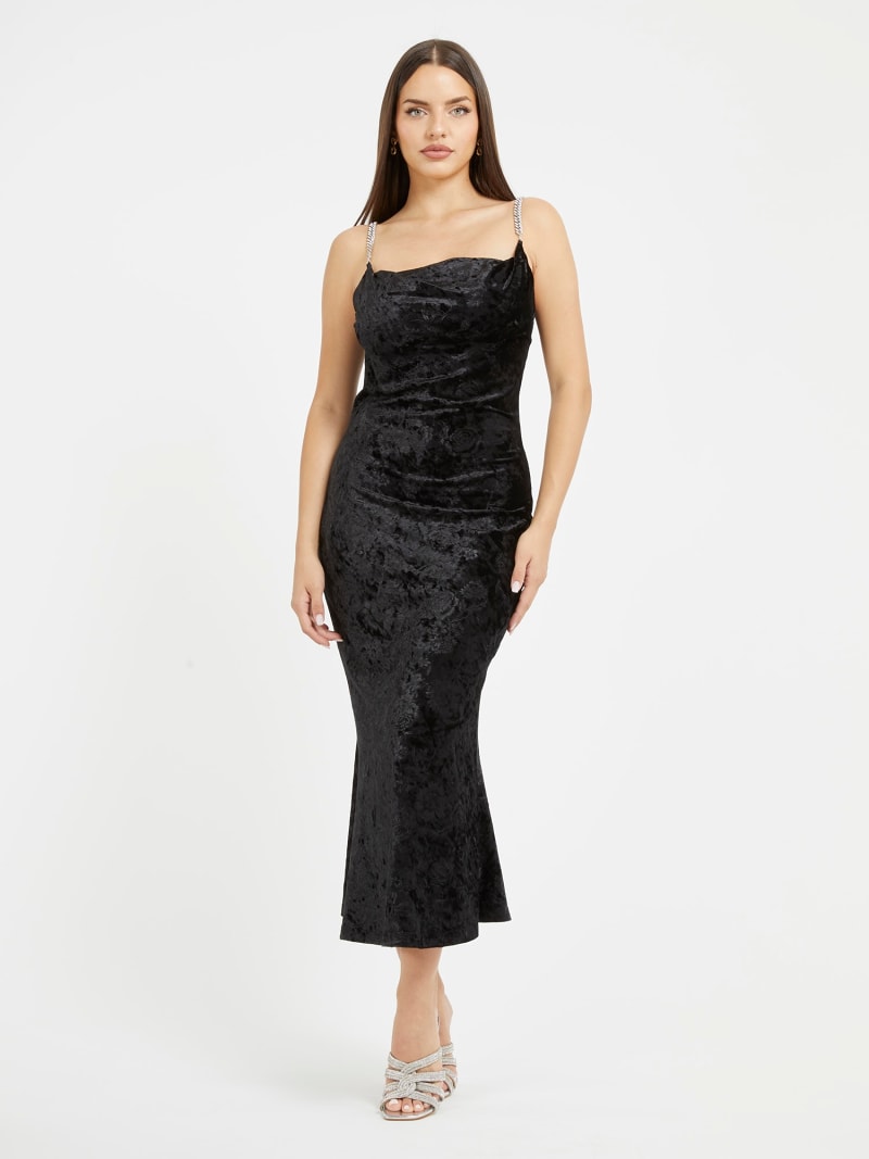 Velvet midi slip dress