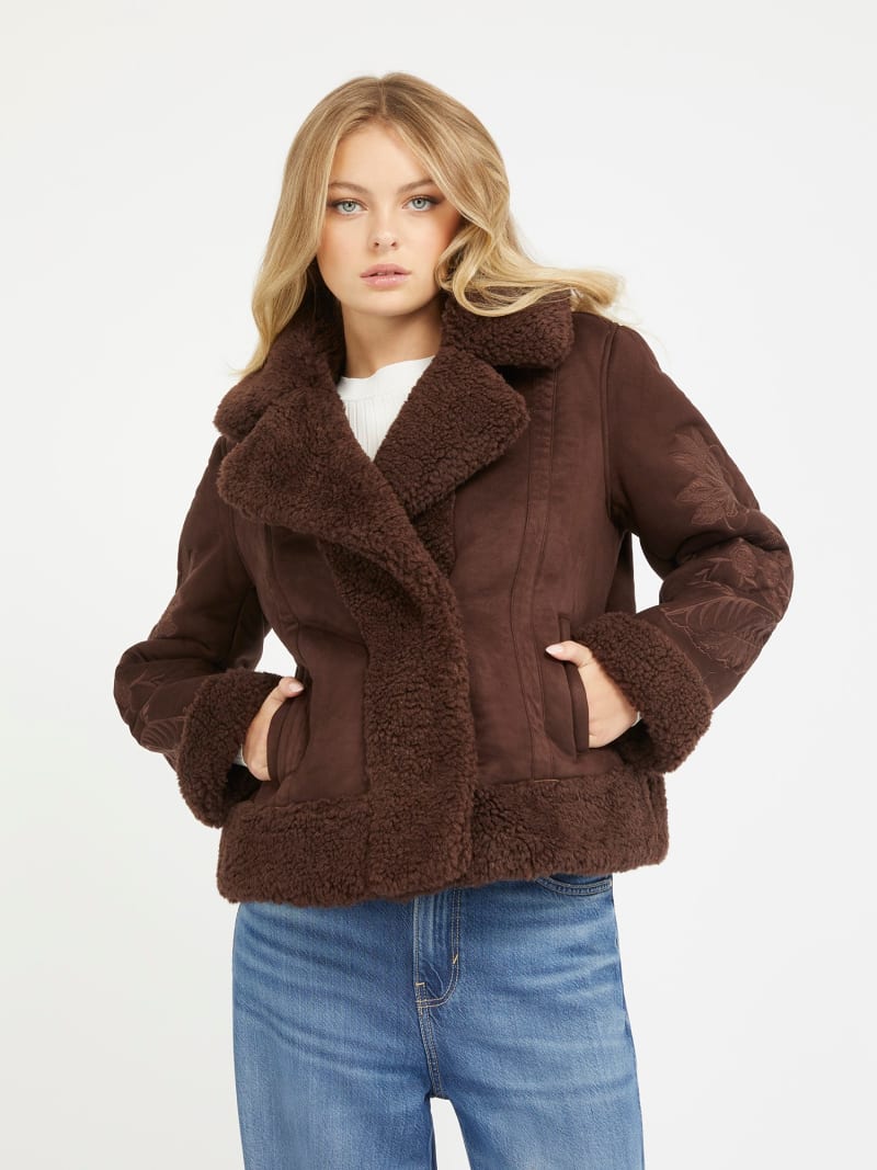 Women's faux sherpa coat cheap