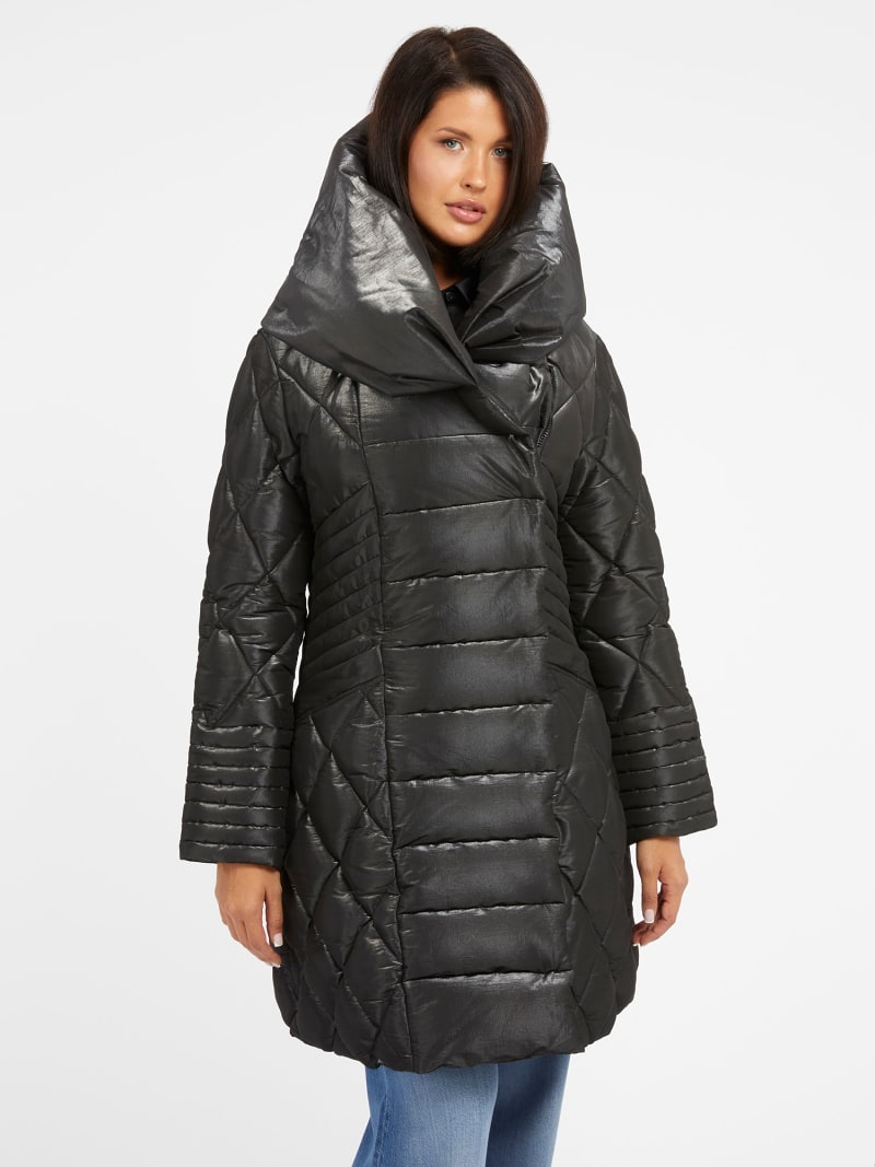 Shawl hooded long puffer