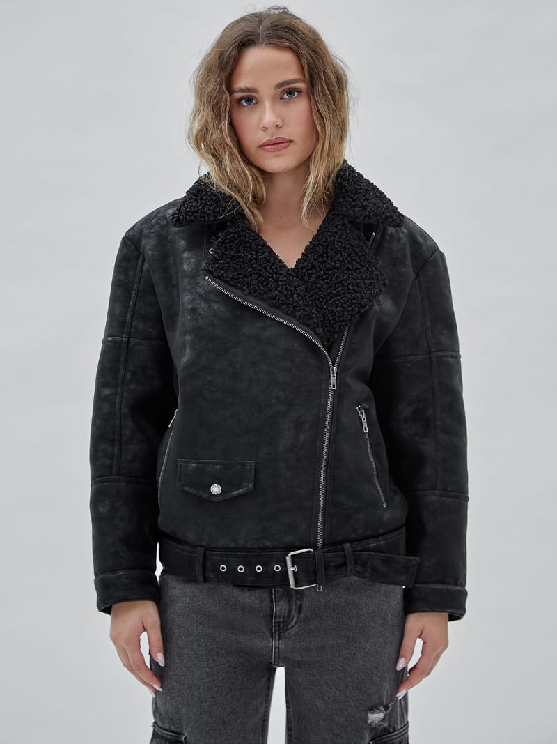 Blouson biker store fourrure femme