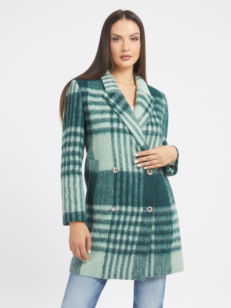 Wool blend check coat store