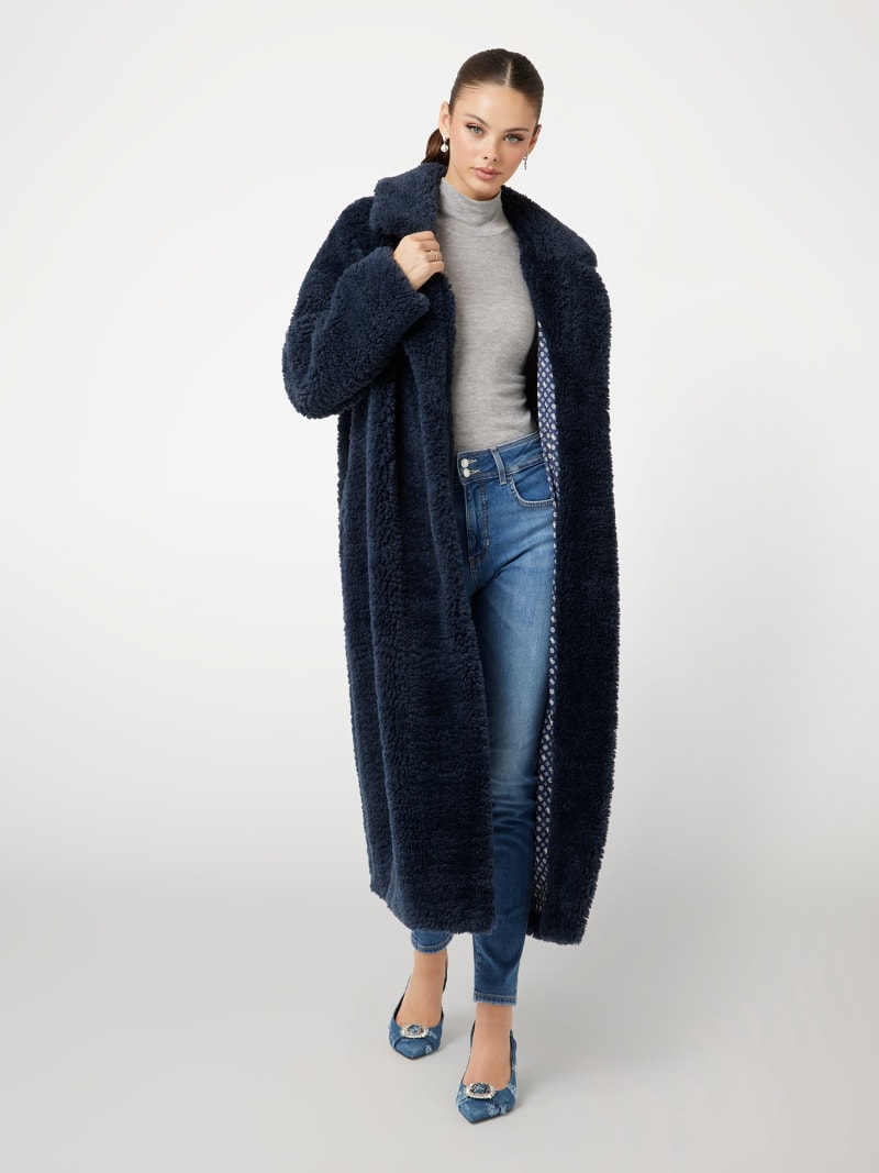 Guess blue fur coat outlet