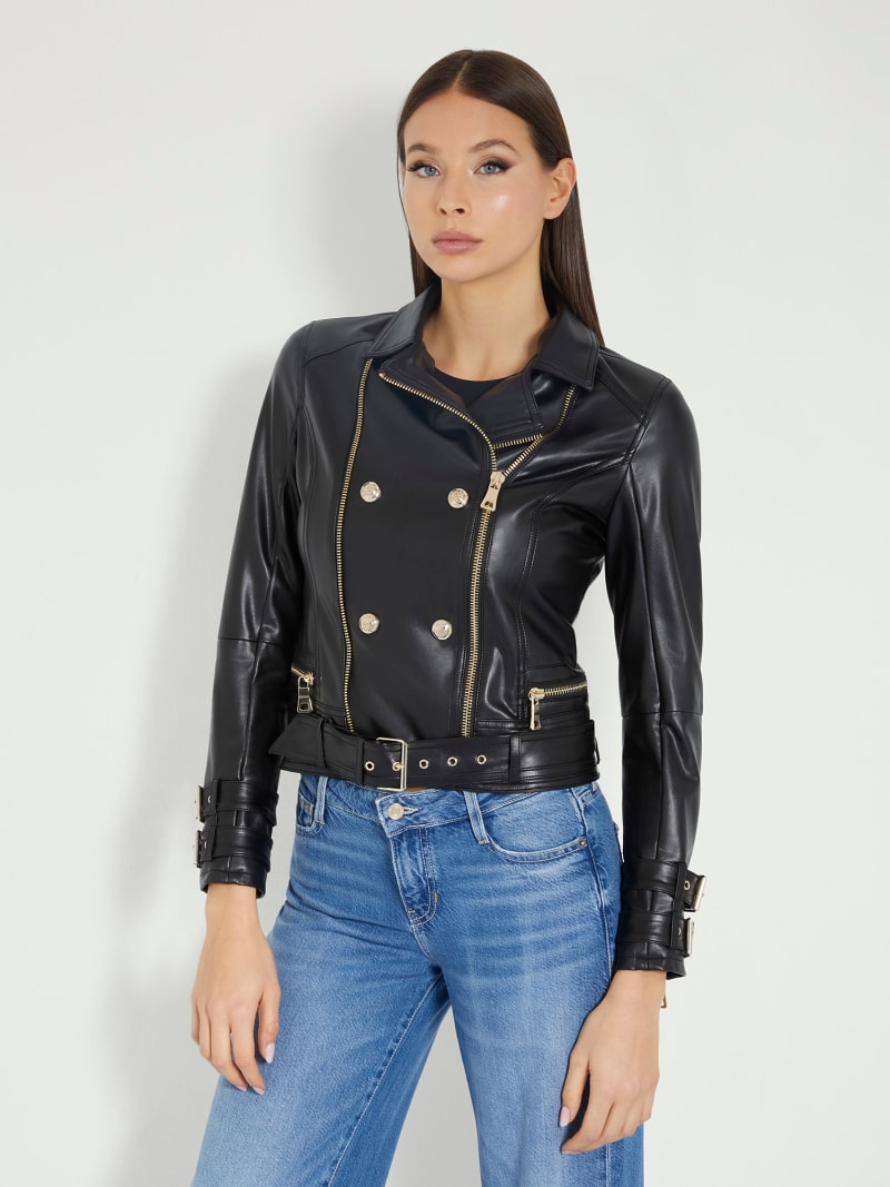 Red leather jacket guess shop