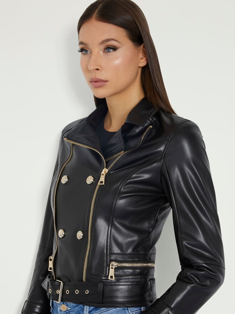 GUESS Faux leather biker jacket Women