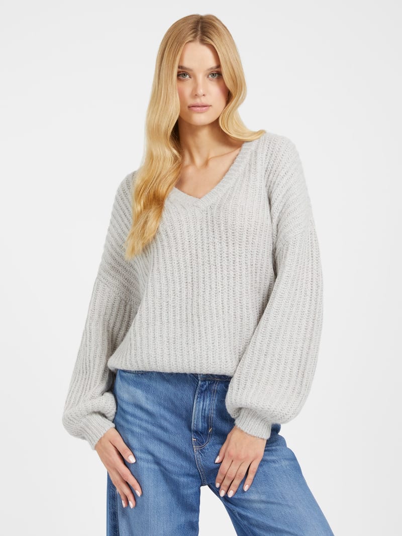 V neck wool blend sweater