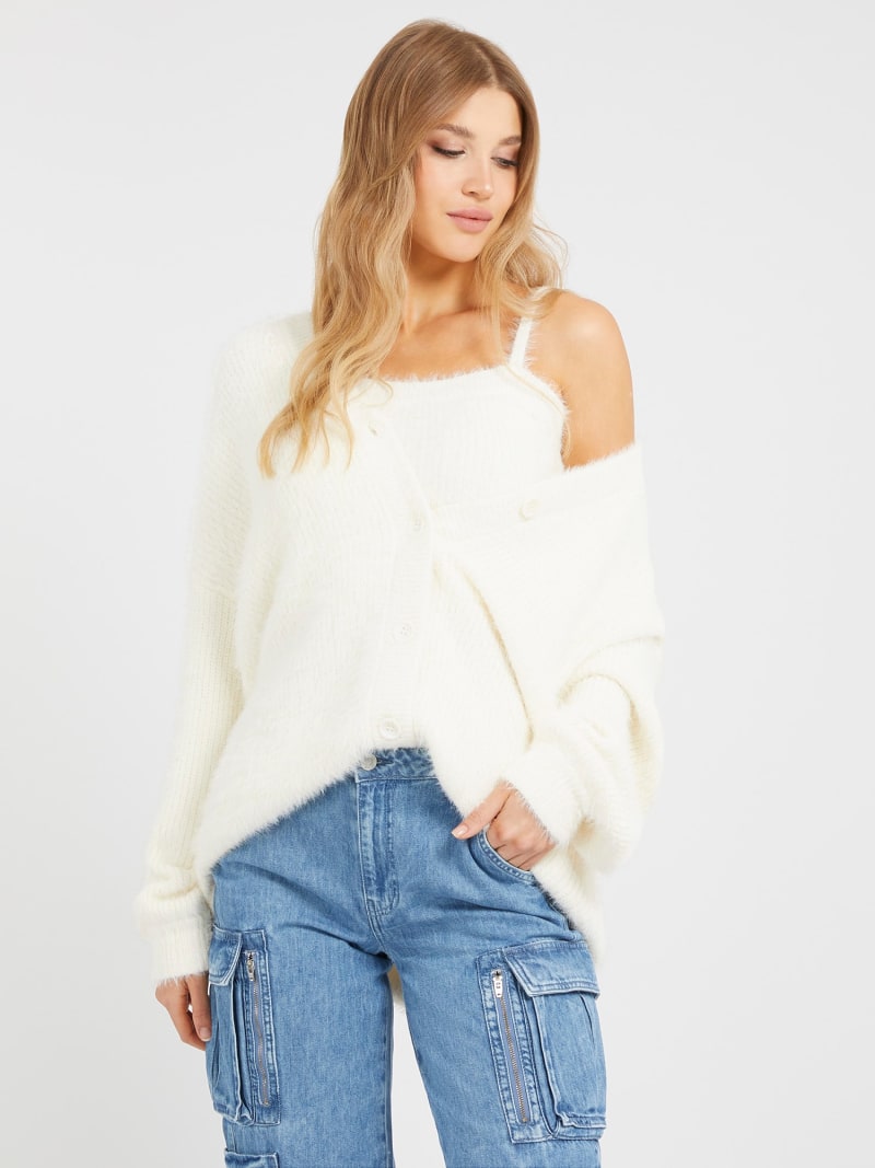 Fuzzy sweater cardigan