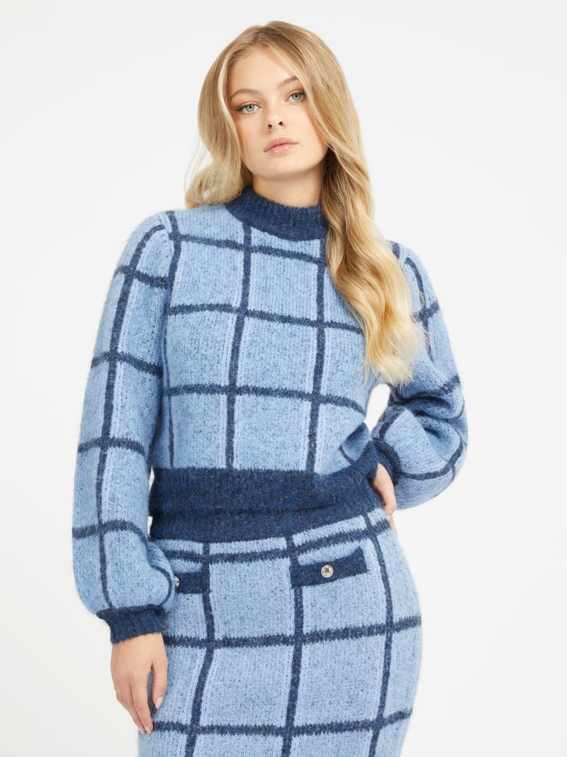 Wool blend check sweater