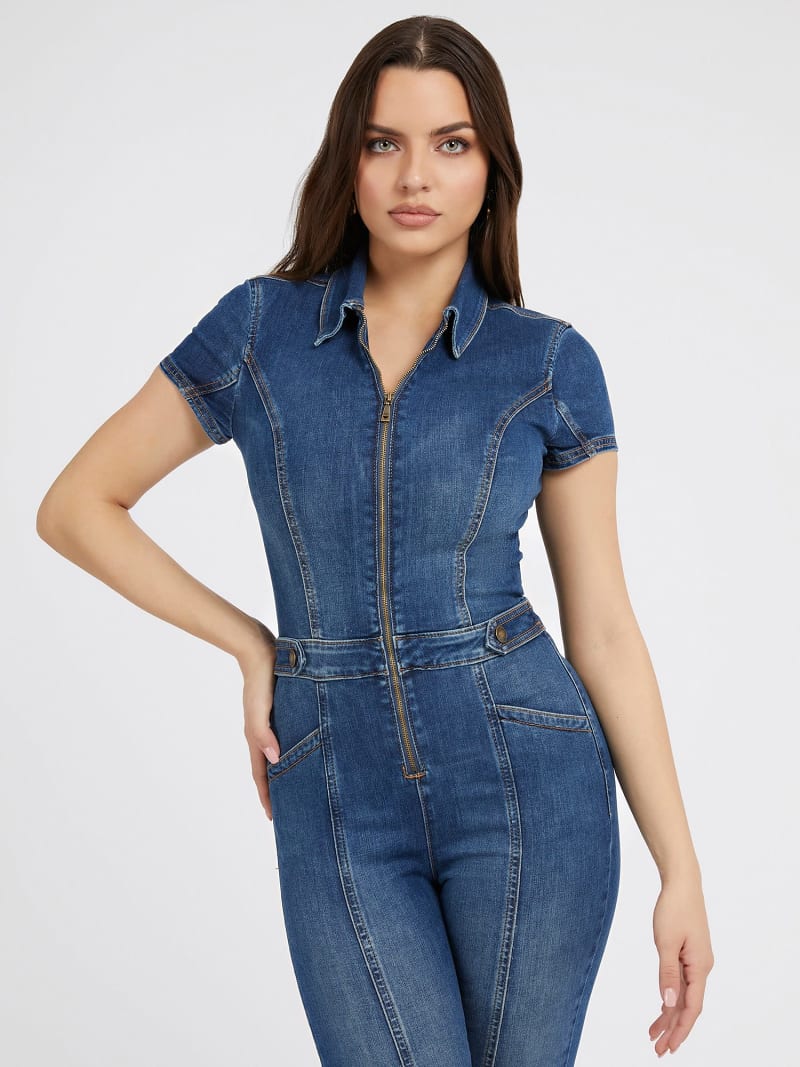 Denim jumpsuit met skinny pasvorm