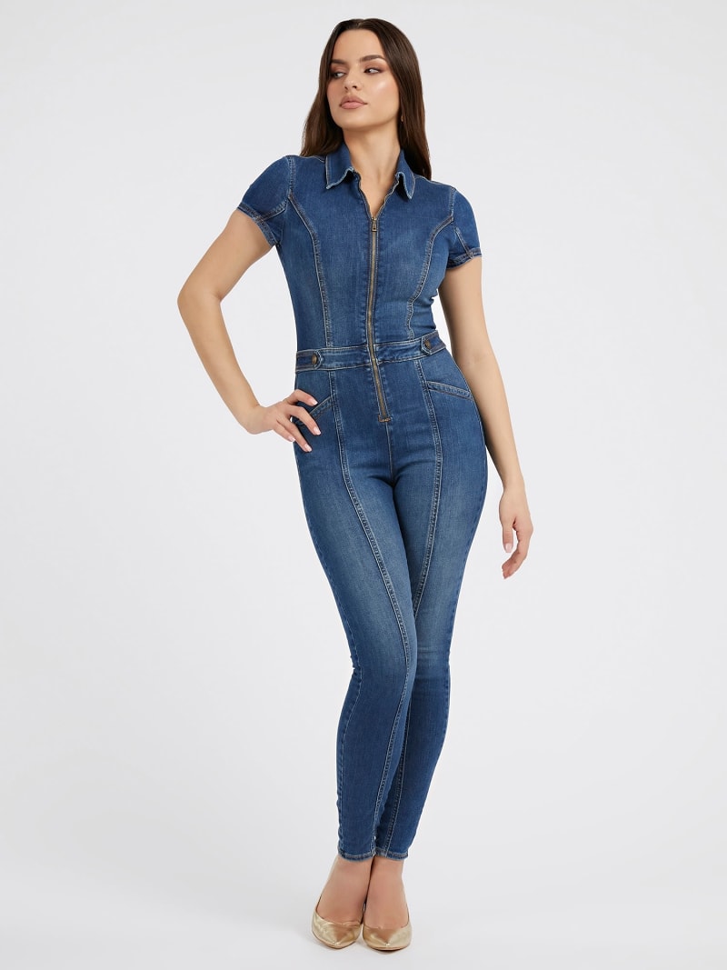 Guess denim bodycon jumpsuit shop