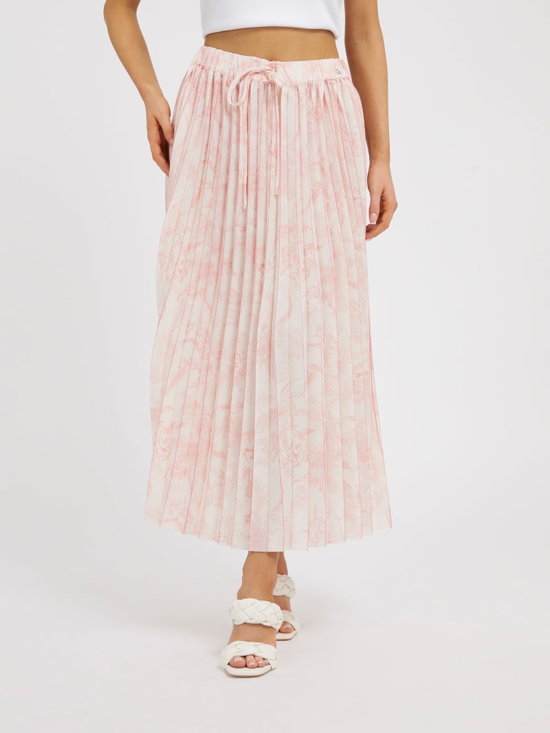 Pink pleated skirt floral shop