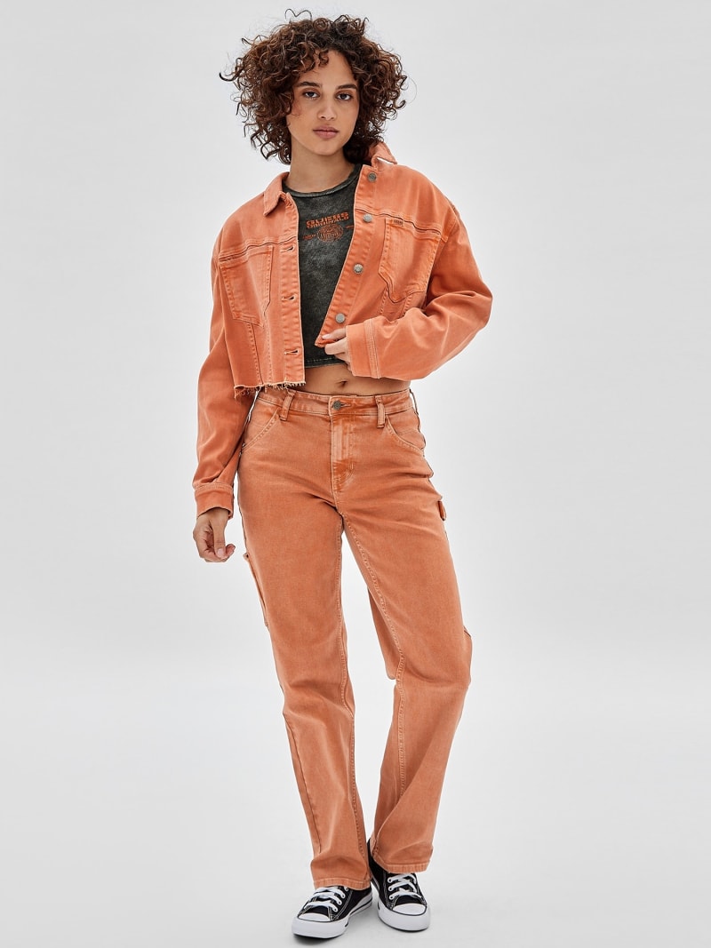 Veste en jean orange courte femme outlet