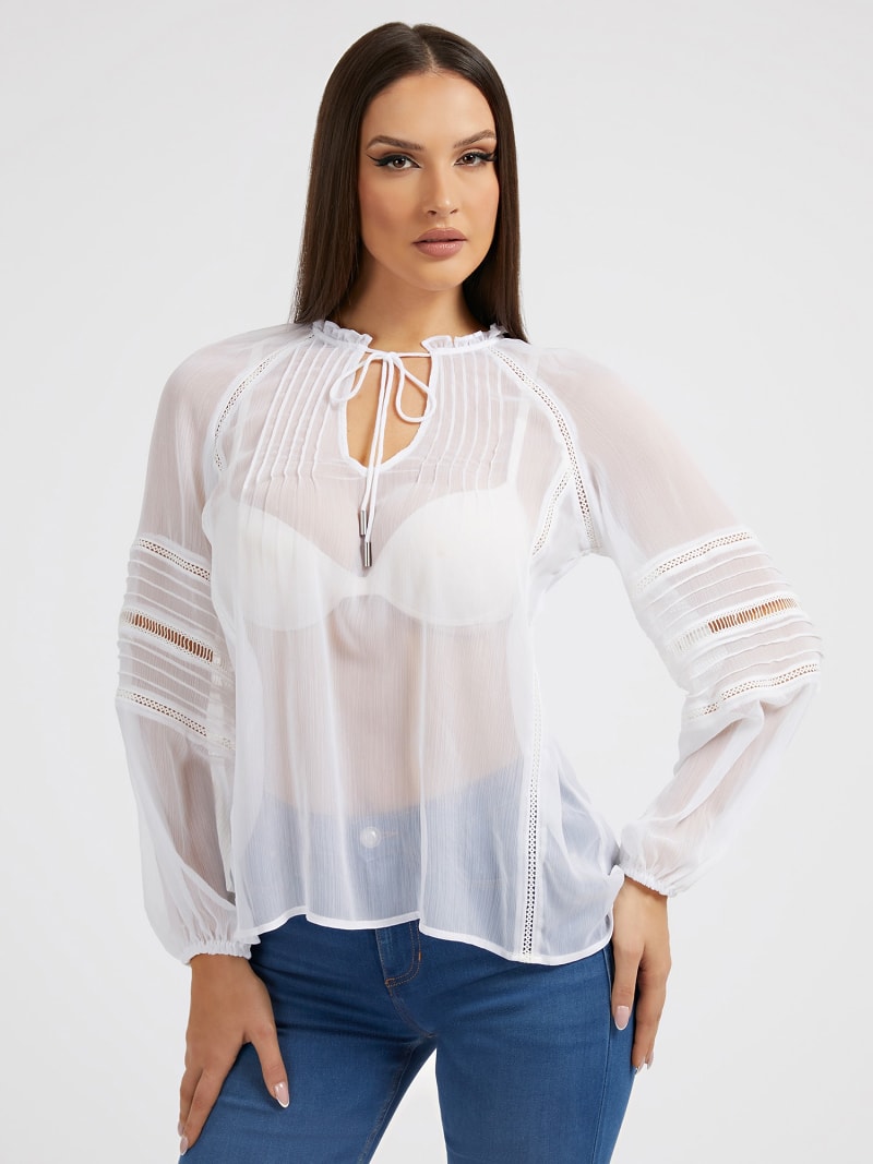 Blusa in tessuto increspato