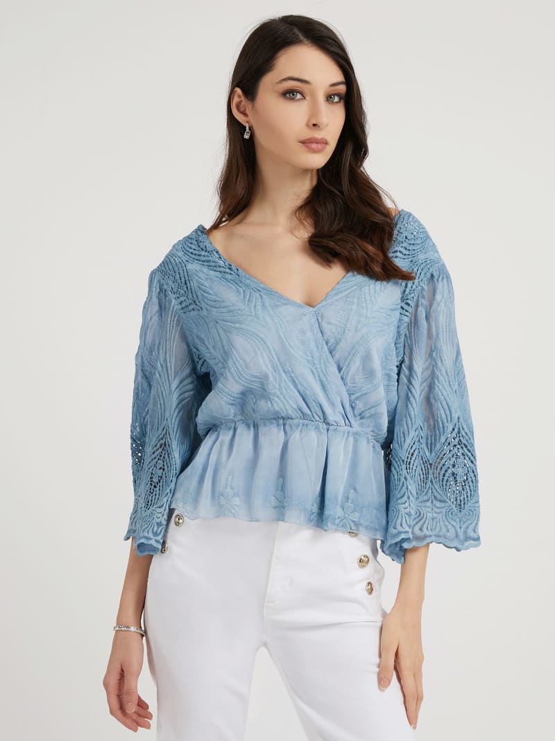 Crinkle embroidered top