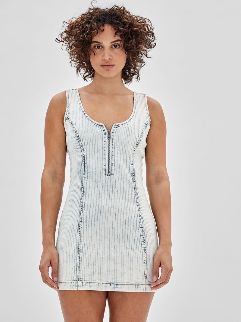 Denim dress with front zip on sale