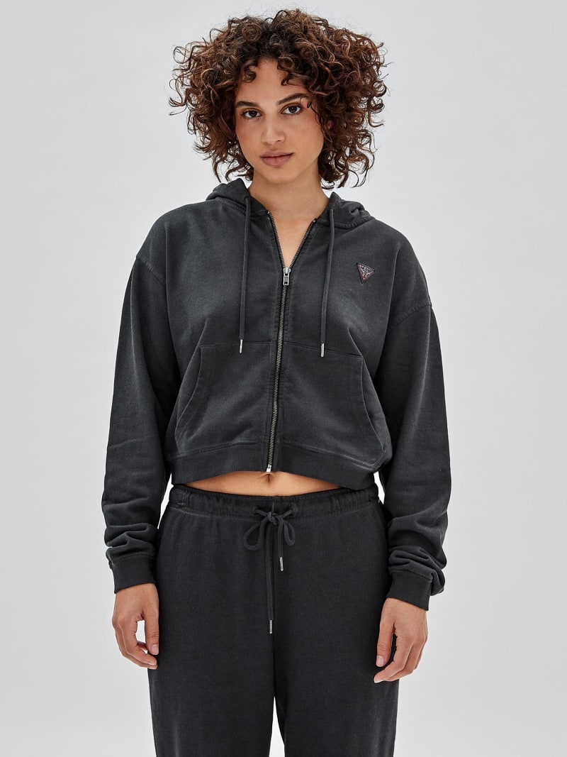 Sweatjacke mit Reißverschluss und kleinem Logodreieck