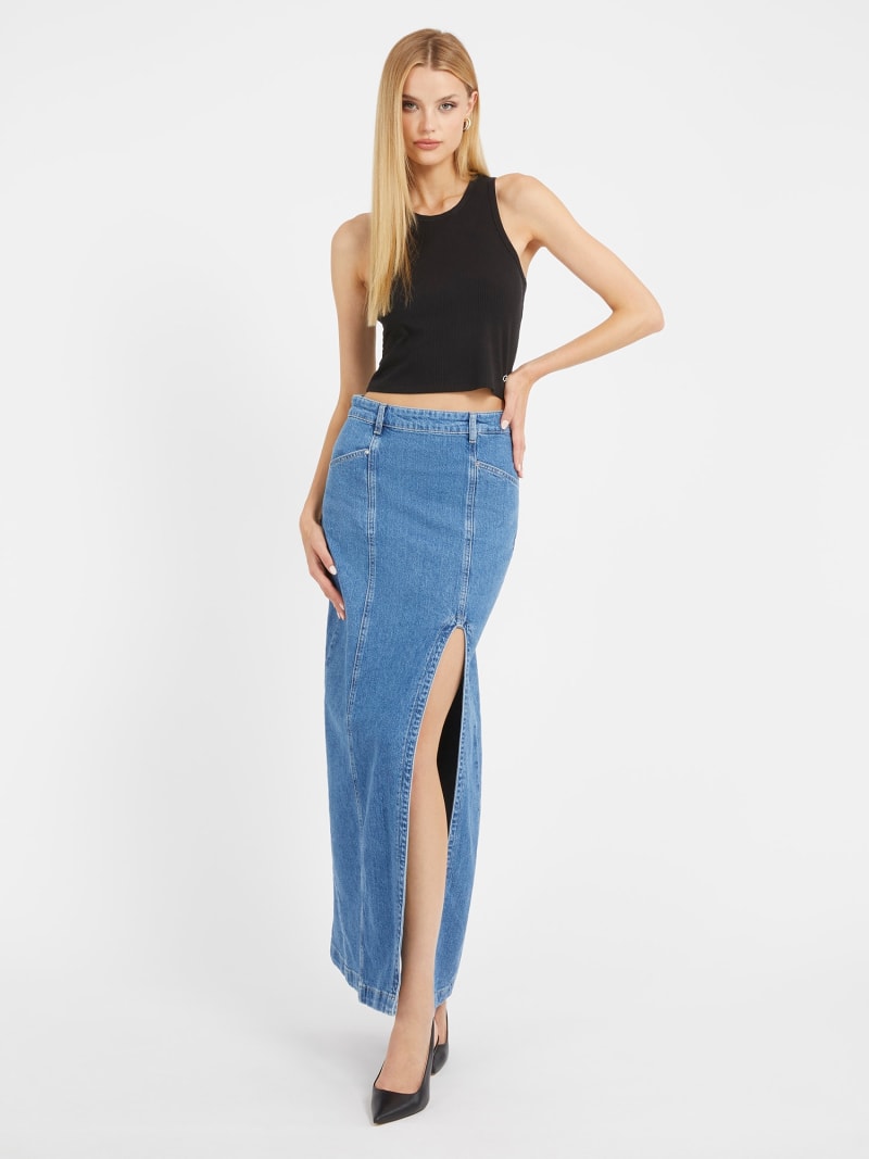 Guess long denim skirt top