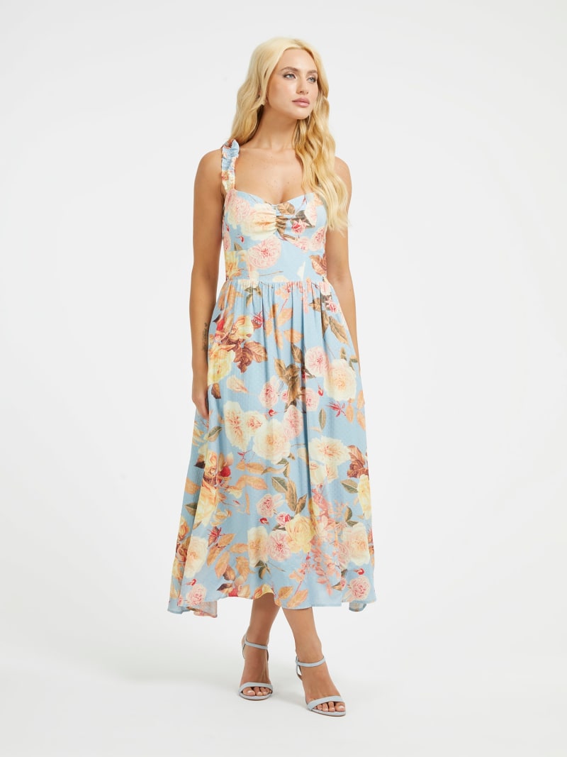 Guess Womens Maiya Floral Print Dress Grey Size Small main image 1
