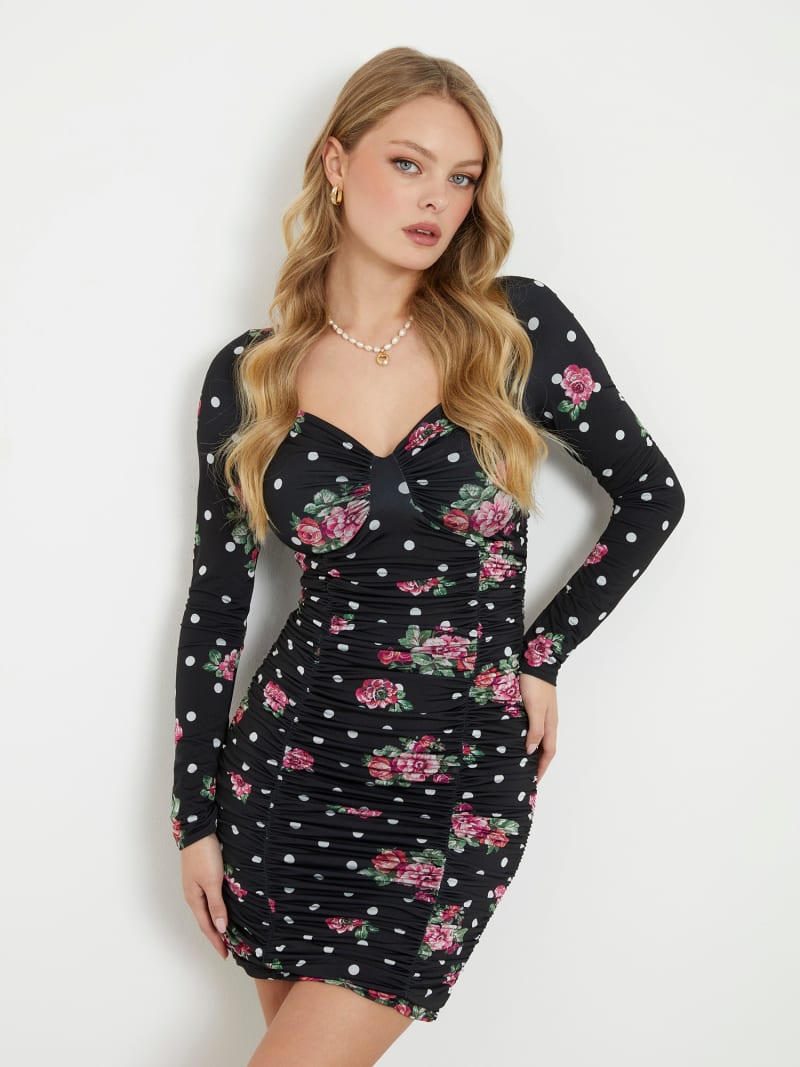Abito guess nero a pois clearance