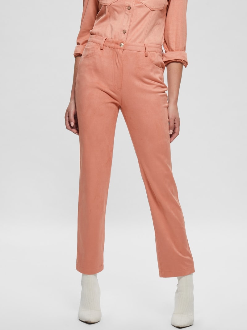 Pink outlet suede pants