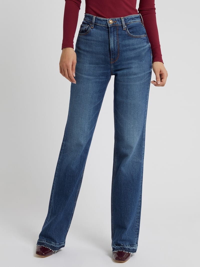 Jeans straight con abrasioni