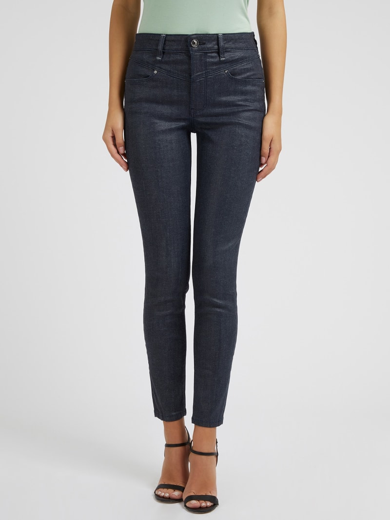 Skinny fit gelamelleerde denim broek