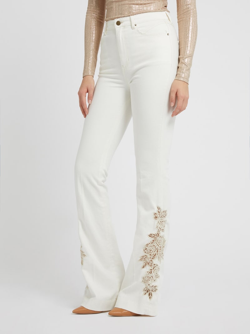 Flare denim pant embroidery