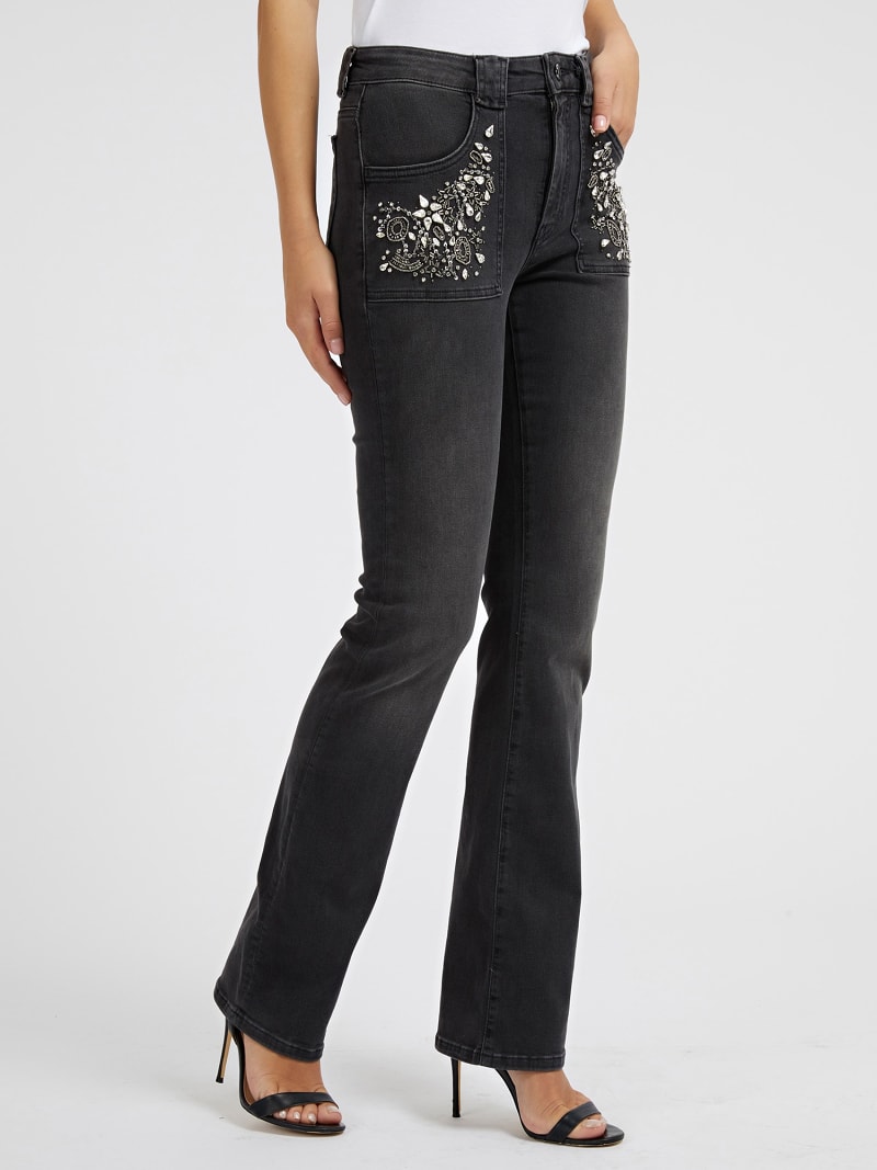 Jeans bootcut con strass