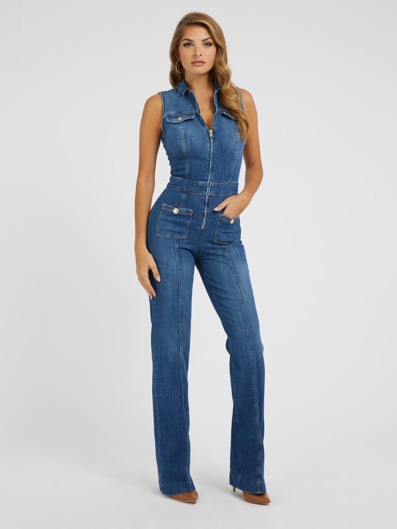 Flare denim jumpsuit