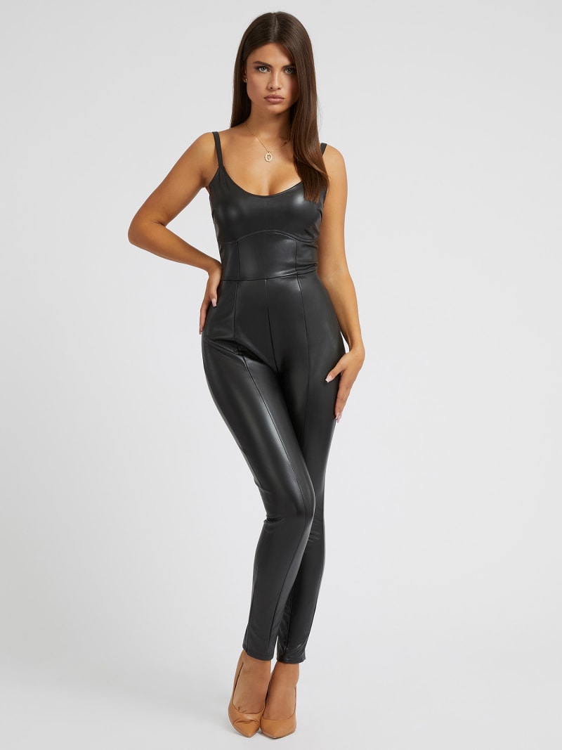 Faux leather jumpsuit