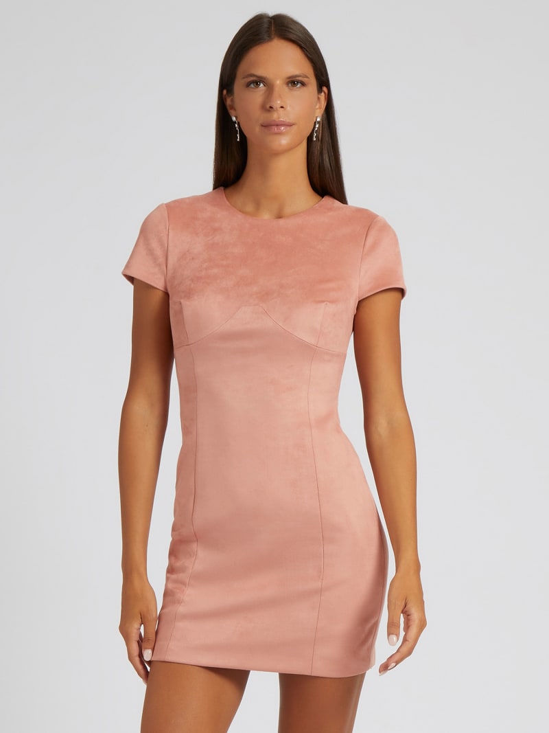Short sleeve suede dress deals