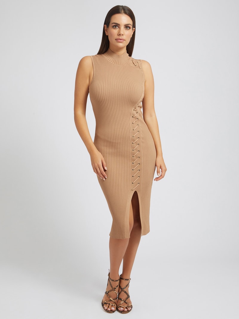Lace up sweater dress