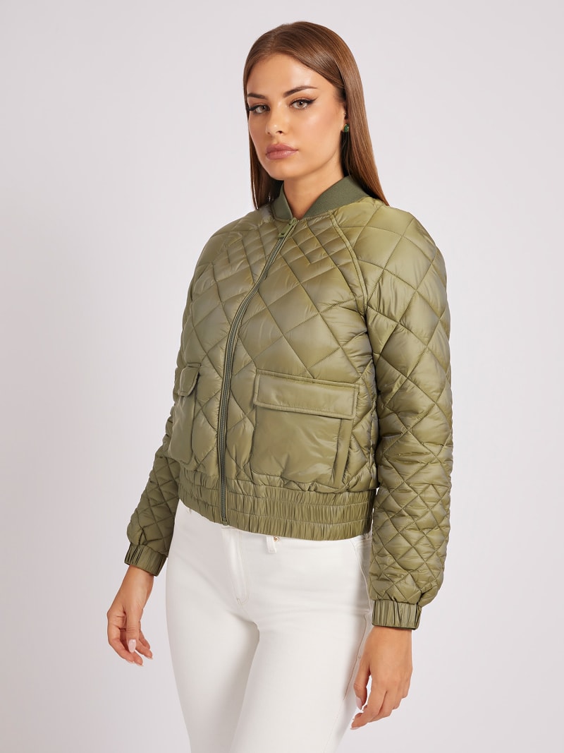 Guess quilted bomber jacket deals