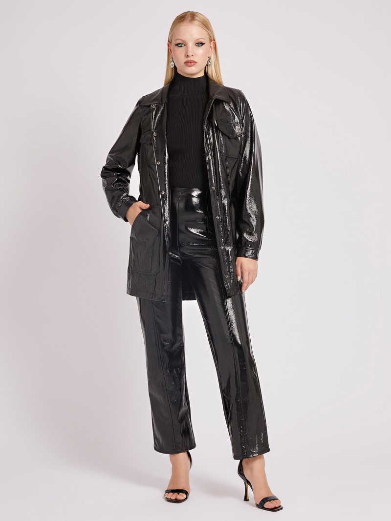 Patent Vinyl Jacket, Black, Faux Leather, UK Sizes 6 to14