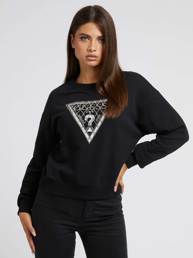 Sweatshirt mit Crystal Mesh