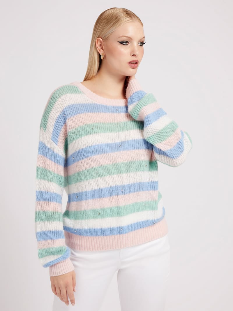 Streifen-Pullover aus Wollmix