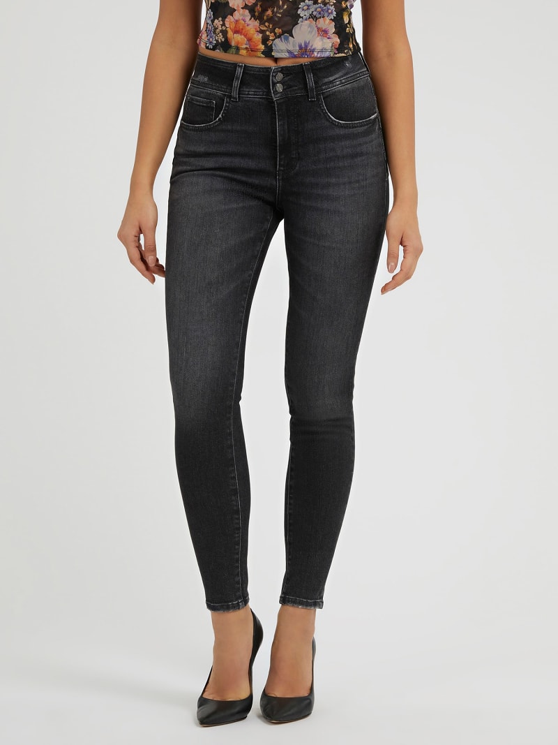 Black TENCEL slimming effect skinny pants Online Shopping