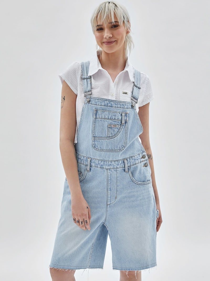 Denim dungaree shorts